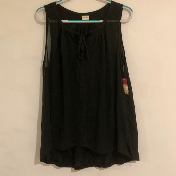MERONA SHEER BLACK TANK BLOUSE SIZE XXL - Picture 1 of 6